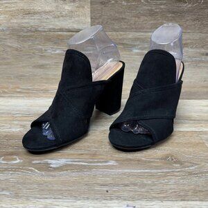 Christian Siriano Black Suede Mules Women's Size 9